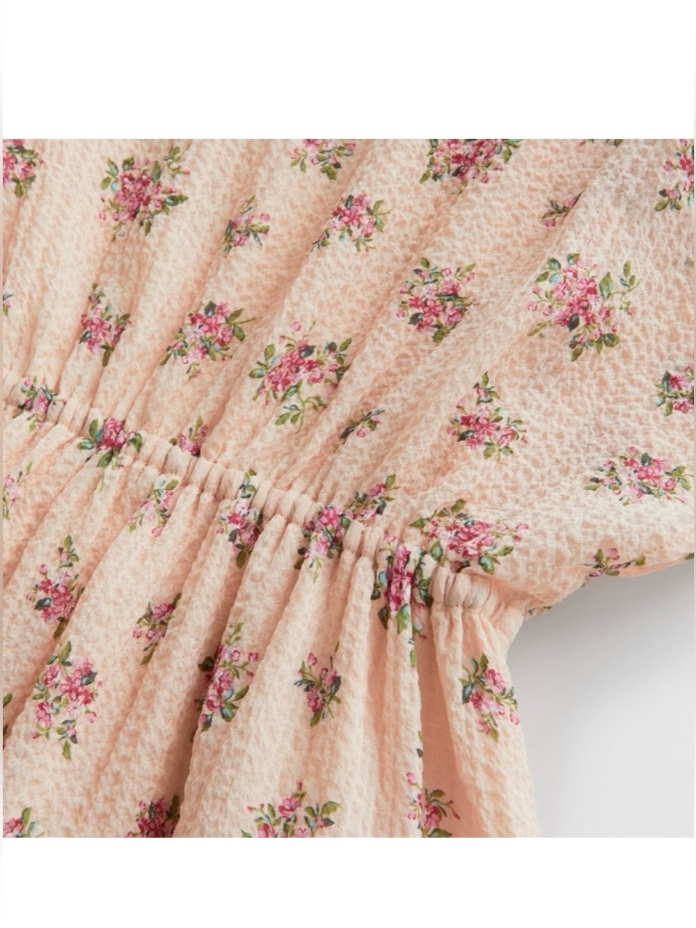 Zara pale pink floral midi dress with open back detail and stretchy waist